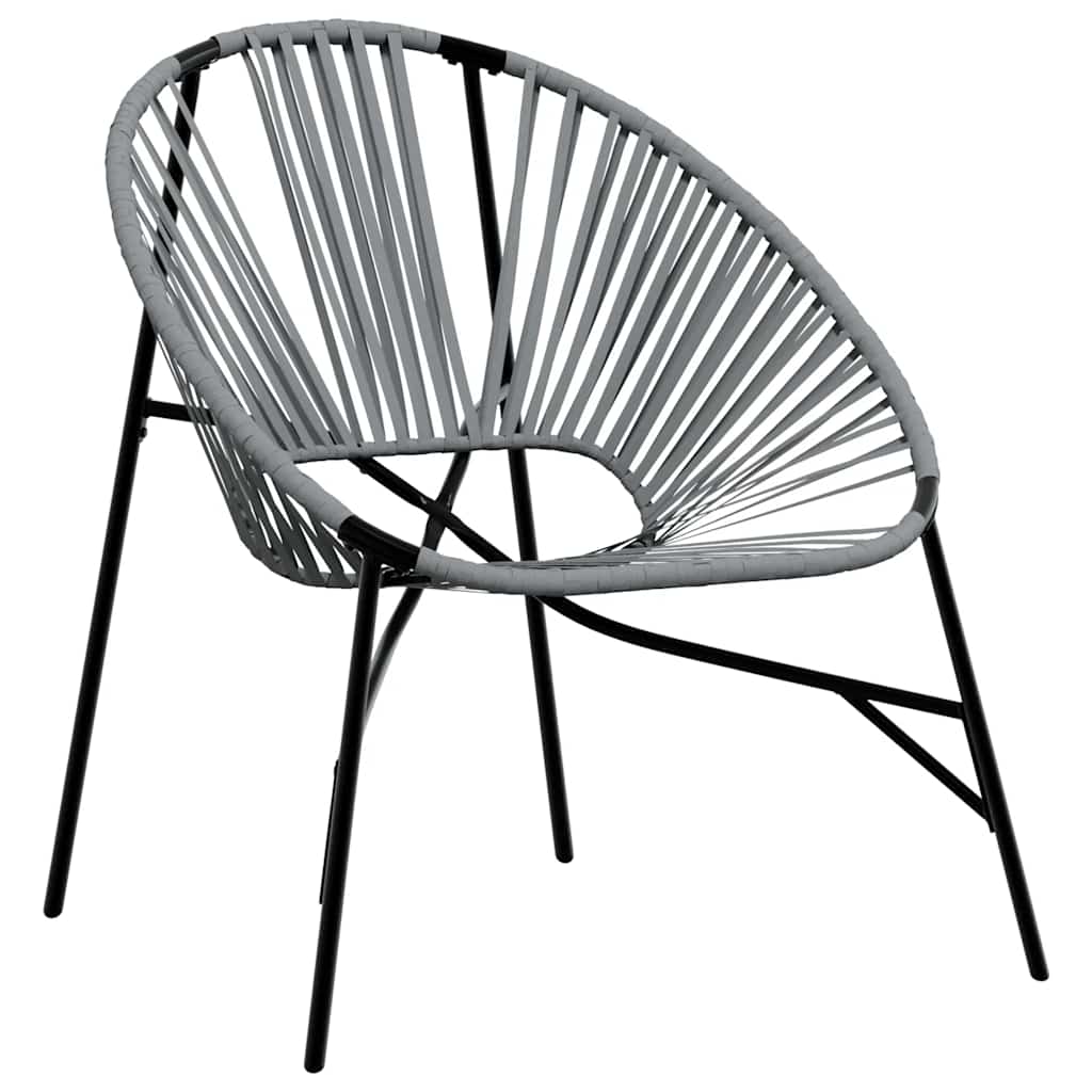 Gartenstuhl in Ei-Form Schwarz und Hellgrau Poly Rattan