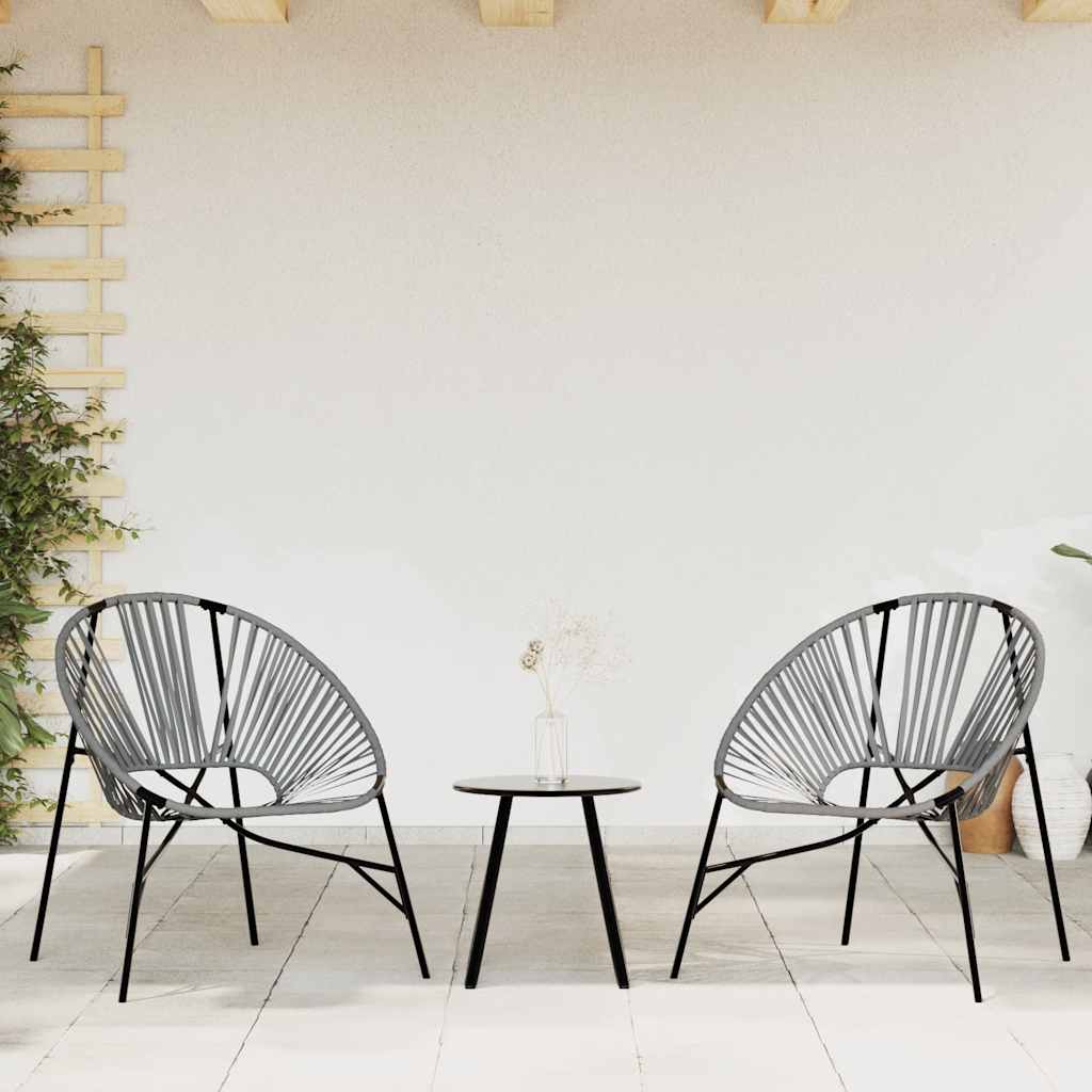 Gartenstuhl in Ei-Form Schwarz und Hellgrau Poly Rattan