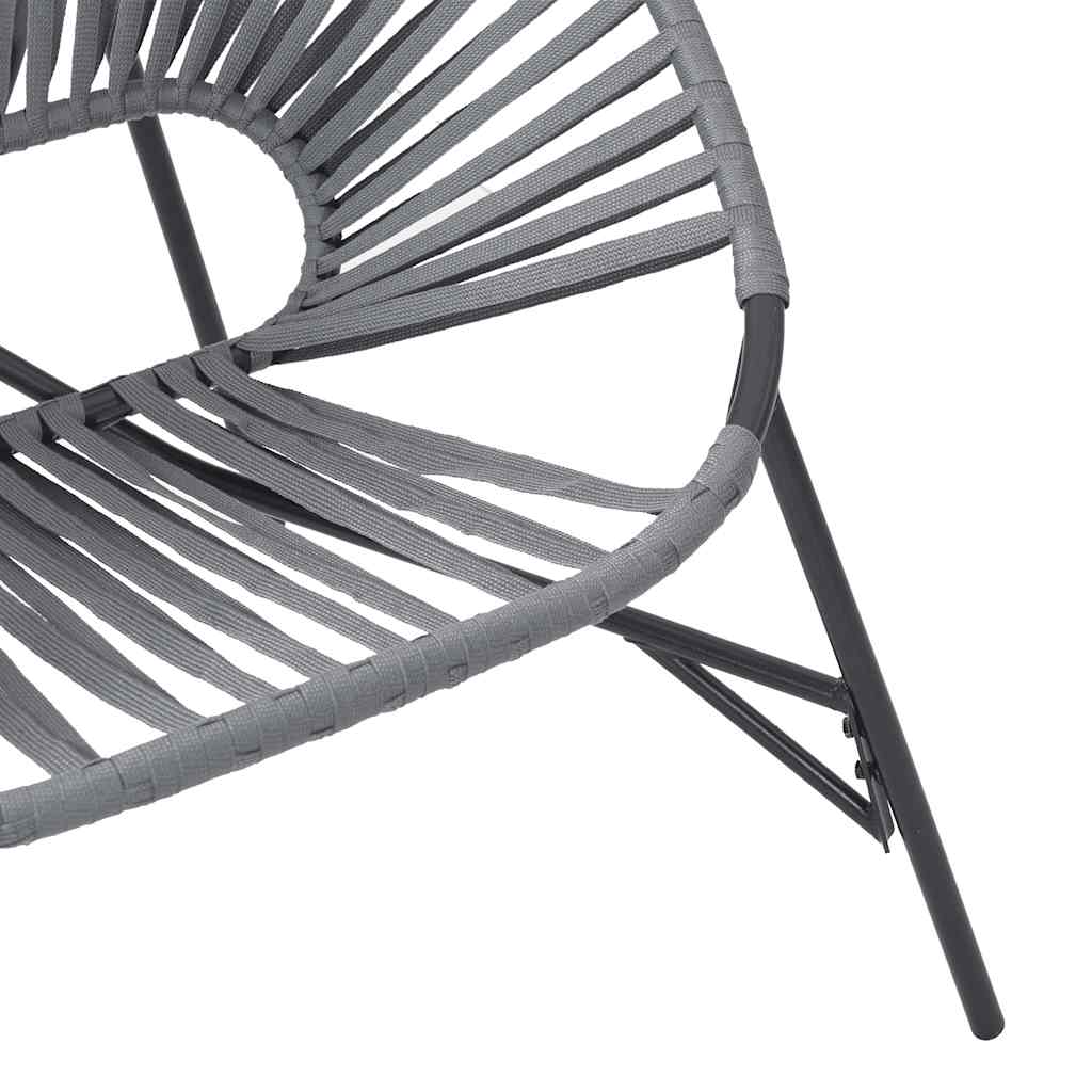 Gartenstuhl in Ei-Form Schwarz und Hellgrau Poly Rattan
