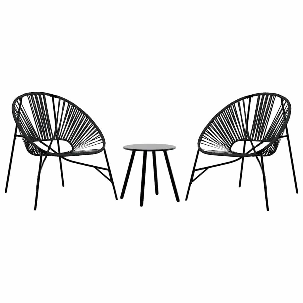 Gartenstuhl-Set 3-tlg. Schwarz Poly Rattan