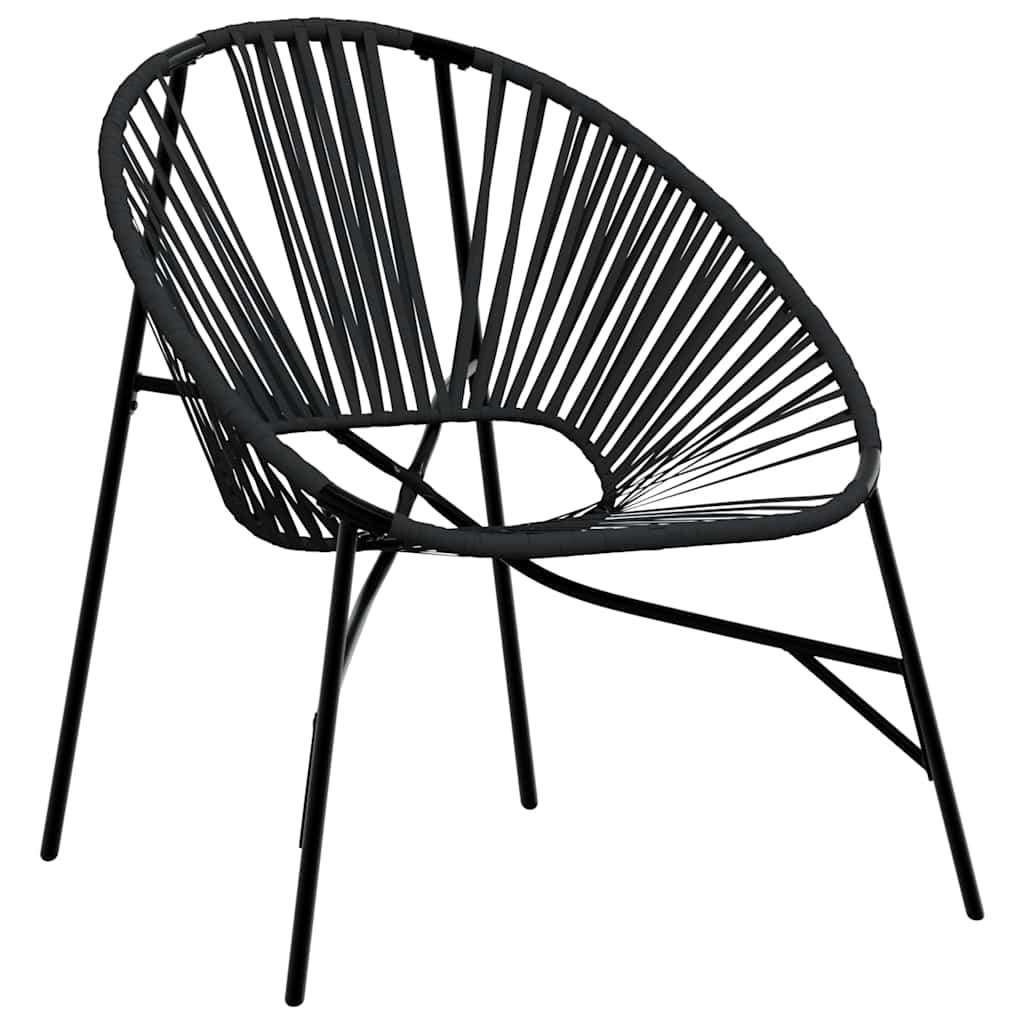 Gartenstuhl-Set 3-tlg. Schwarz Poly Rattan