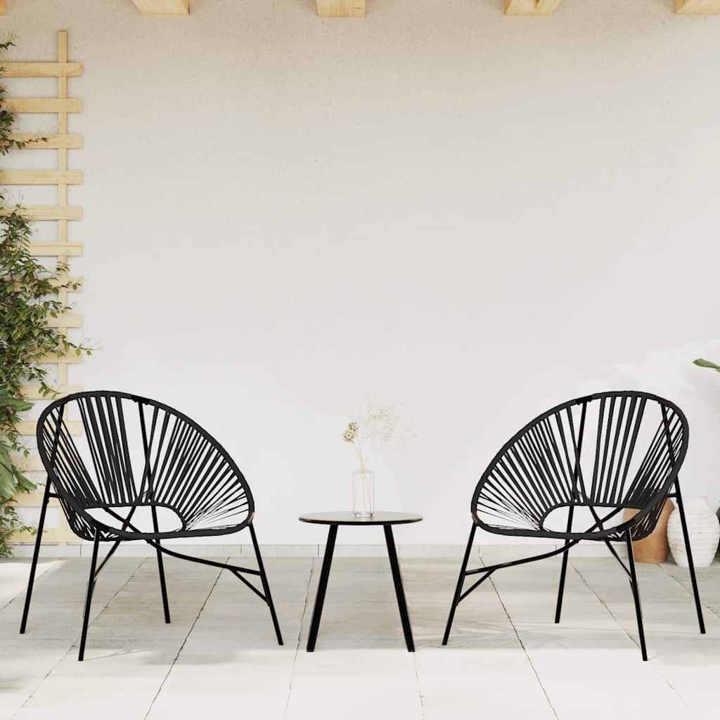 Gartenstuhl-Set 3-tlg. Schwarz Poly Rattan
