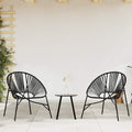 Gartenstuhl-Set 3-tlg. Schwarz Poly Rattan