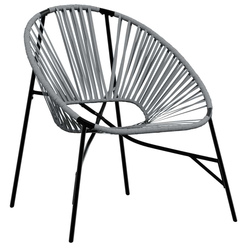 Gartenstuhl-Set 3-tlg. Schwarz und Hellgrau Poly Rattan