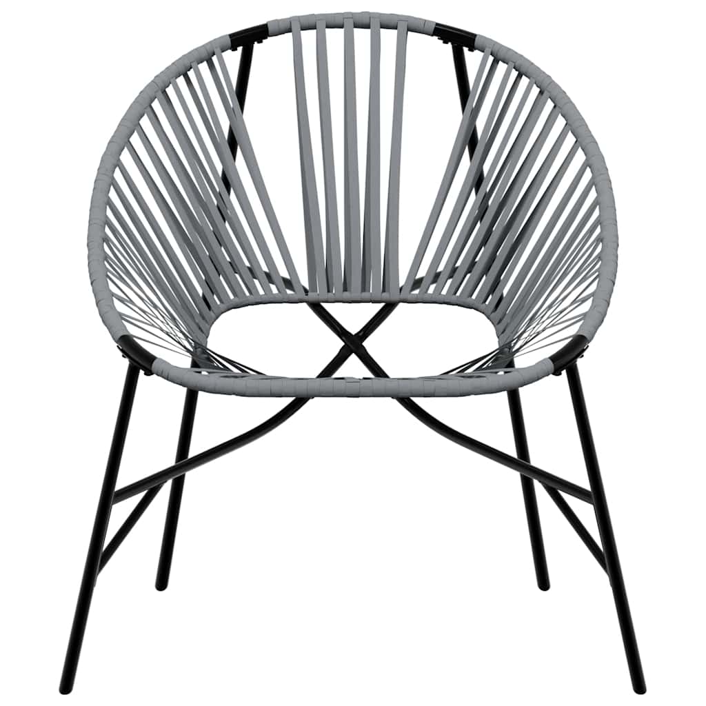 Gartenstuhl-Set 3-tlg. Schwarz und Hellgrau Poly Rattan