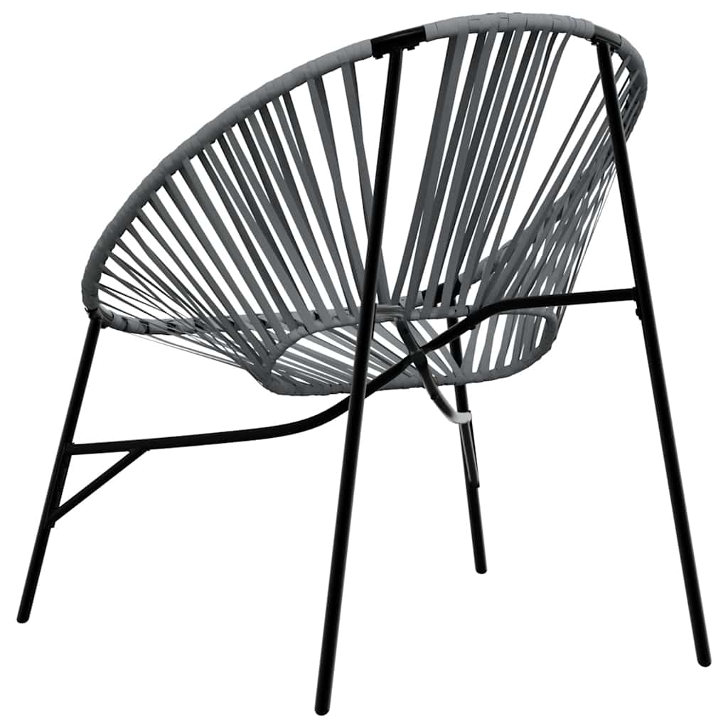 Gartenstuhl-Set 3-tlg. Schwarz und Hellgrau Poly Rattan