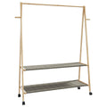 Kleiderständer mit Ablagen und Rollen 132x45,5x155,5 cm Bambus