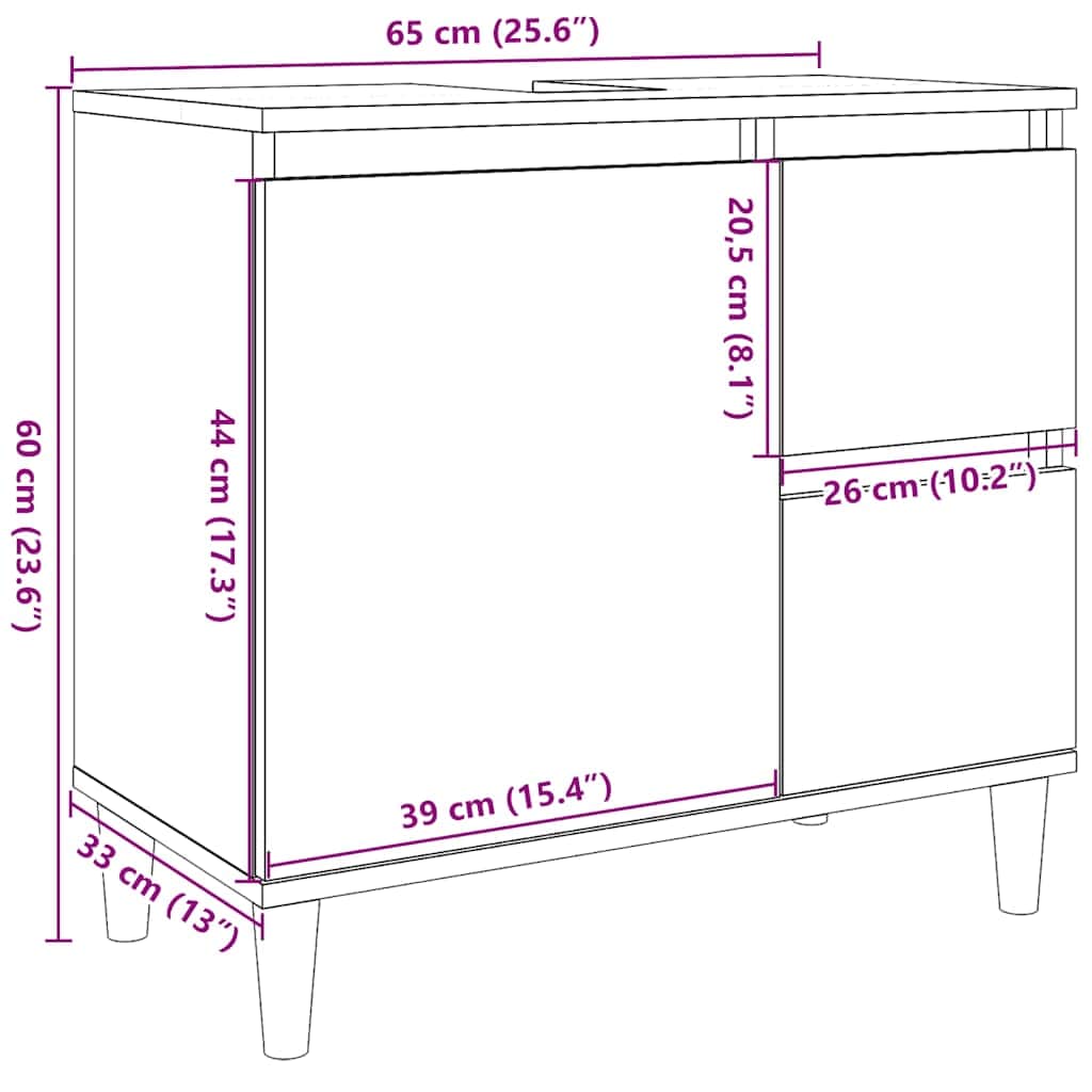 Badschrank Sonoma-Eiche 65x33x60 cm Holzwerkstoff