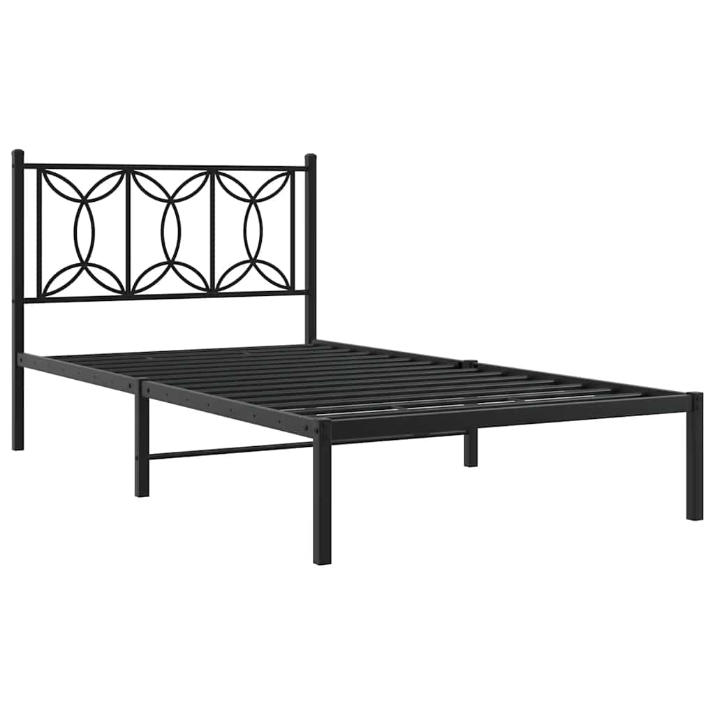 Bettgestell mit Kopfteil Metall Schwarz 107x203 cm