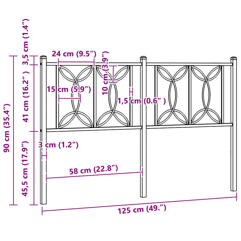 Ersatz-Kopfteil Metall Schwarz 107 cm