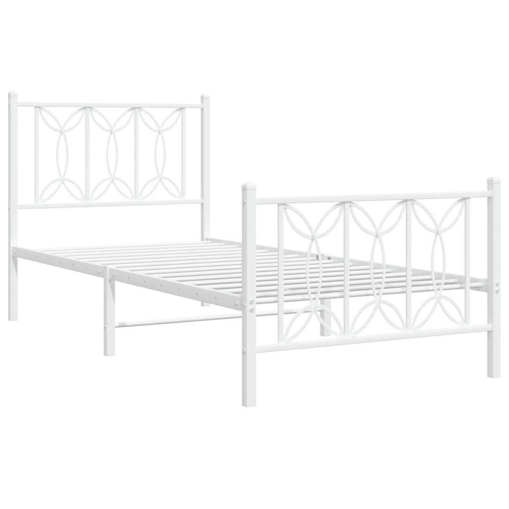 Bettgestell mit Kopf- und Fußteil Metall Weiß 90x190 cm