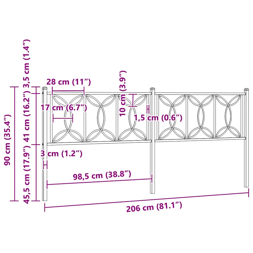 Ersatz-Kopfteil Metall Weiß 200 cm