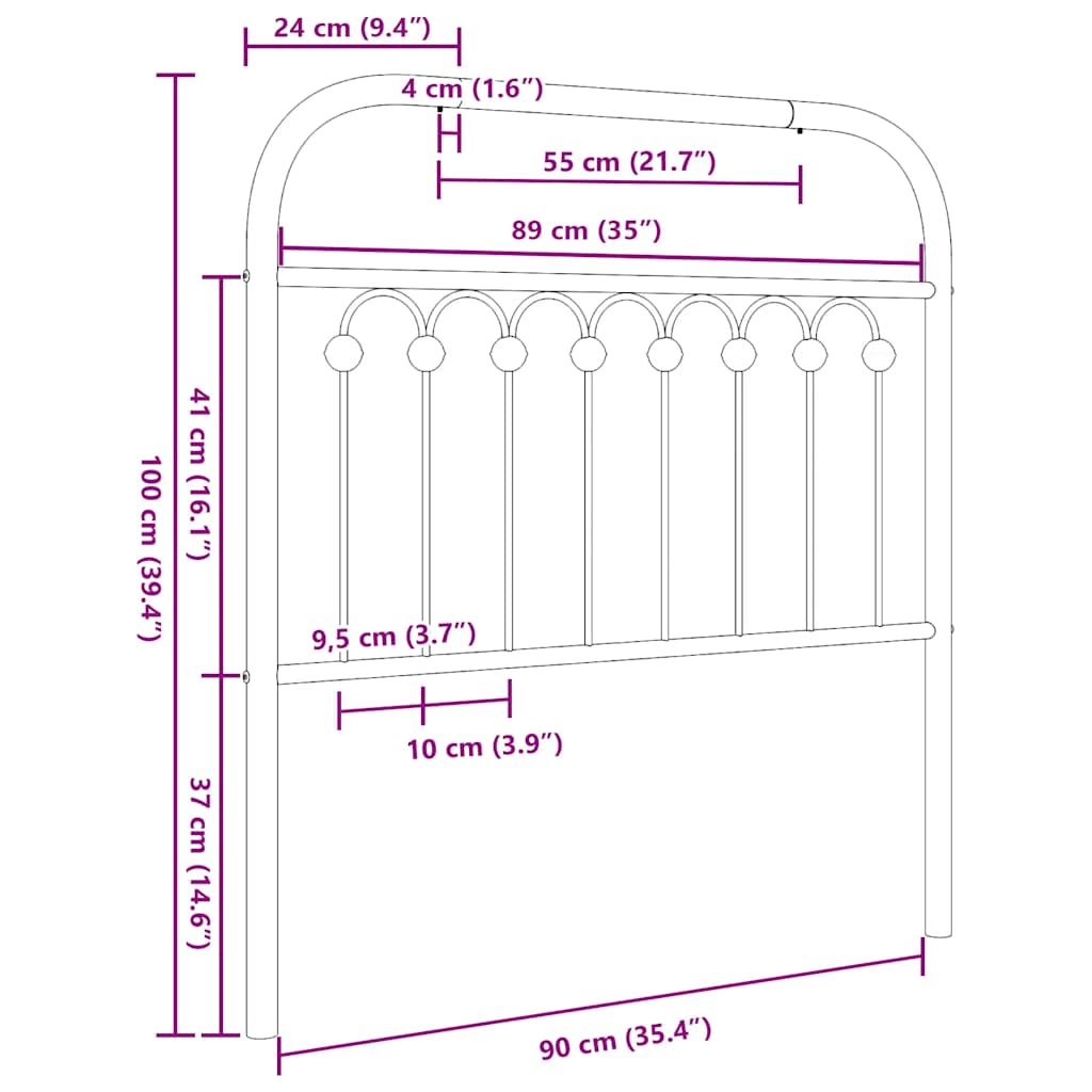 Ersatz-Kopfteil Metall Weiß 90 cm
