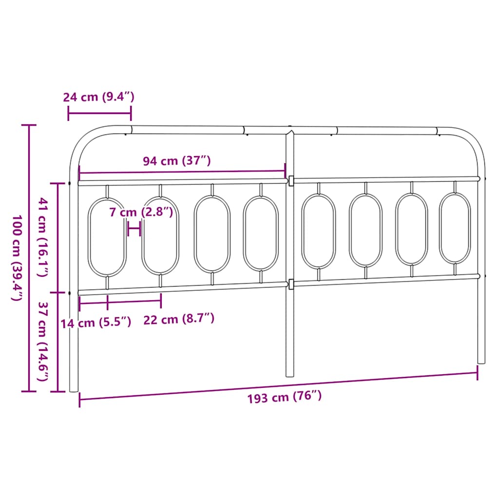 Ersatz-Kopfteil Metall Schwarz 193 cm
