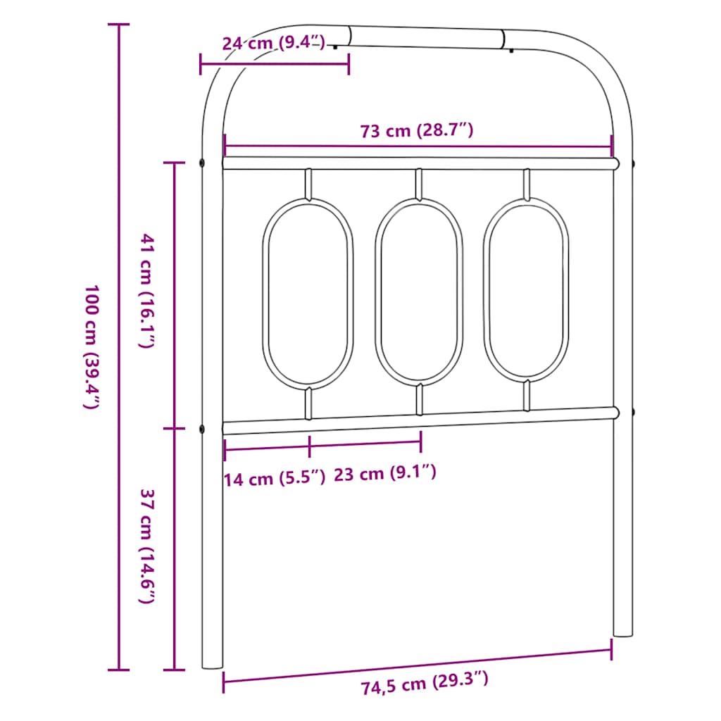 Ersatz-Kopfteil Metall Weiß 75 cm
