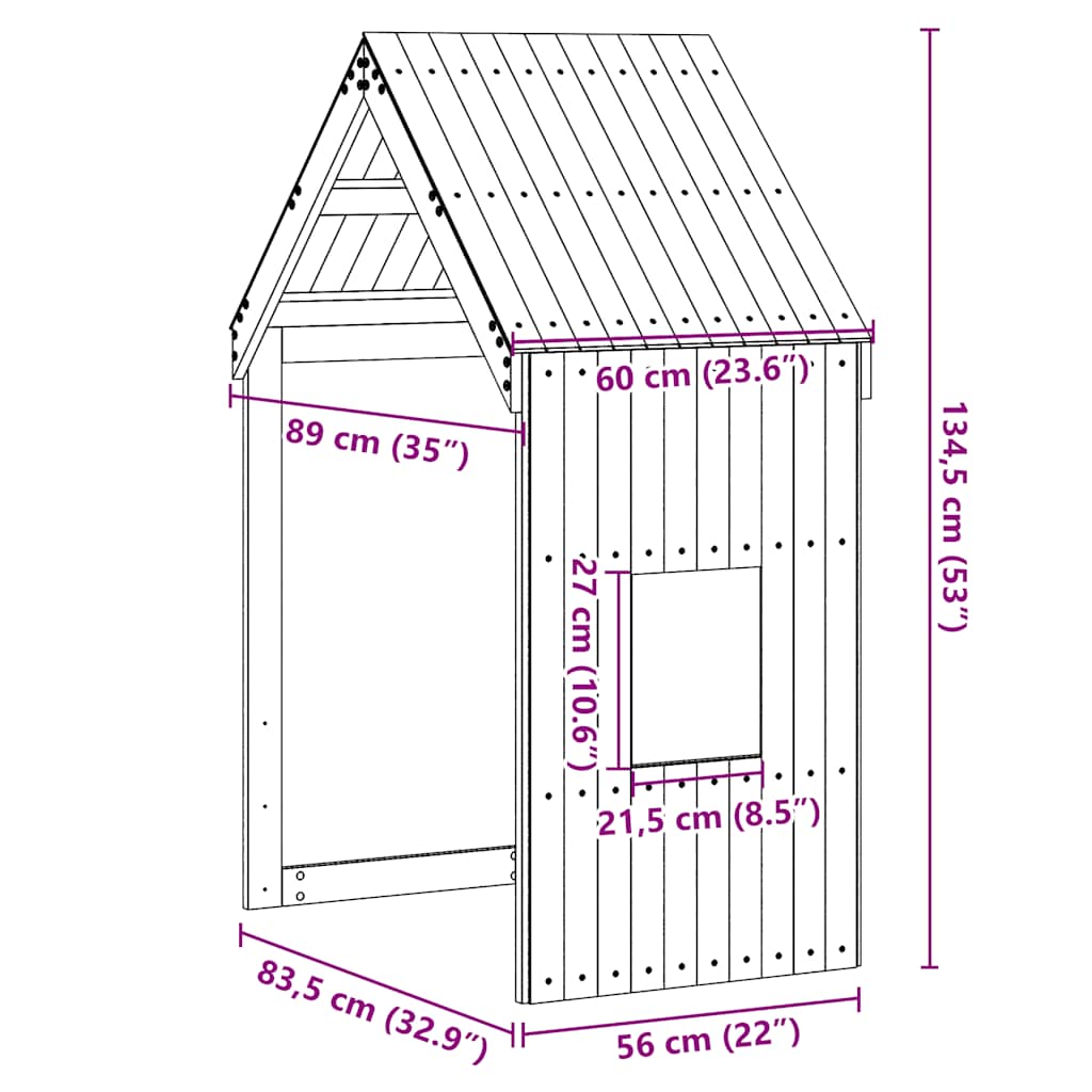 Dach für Kinderbett Wachsbraun 60x89x134,5 cm Massivholz