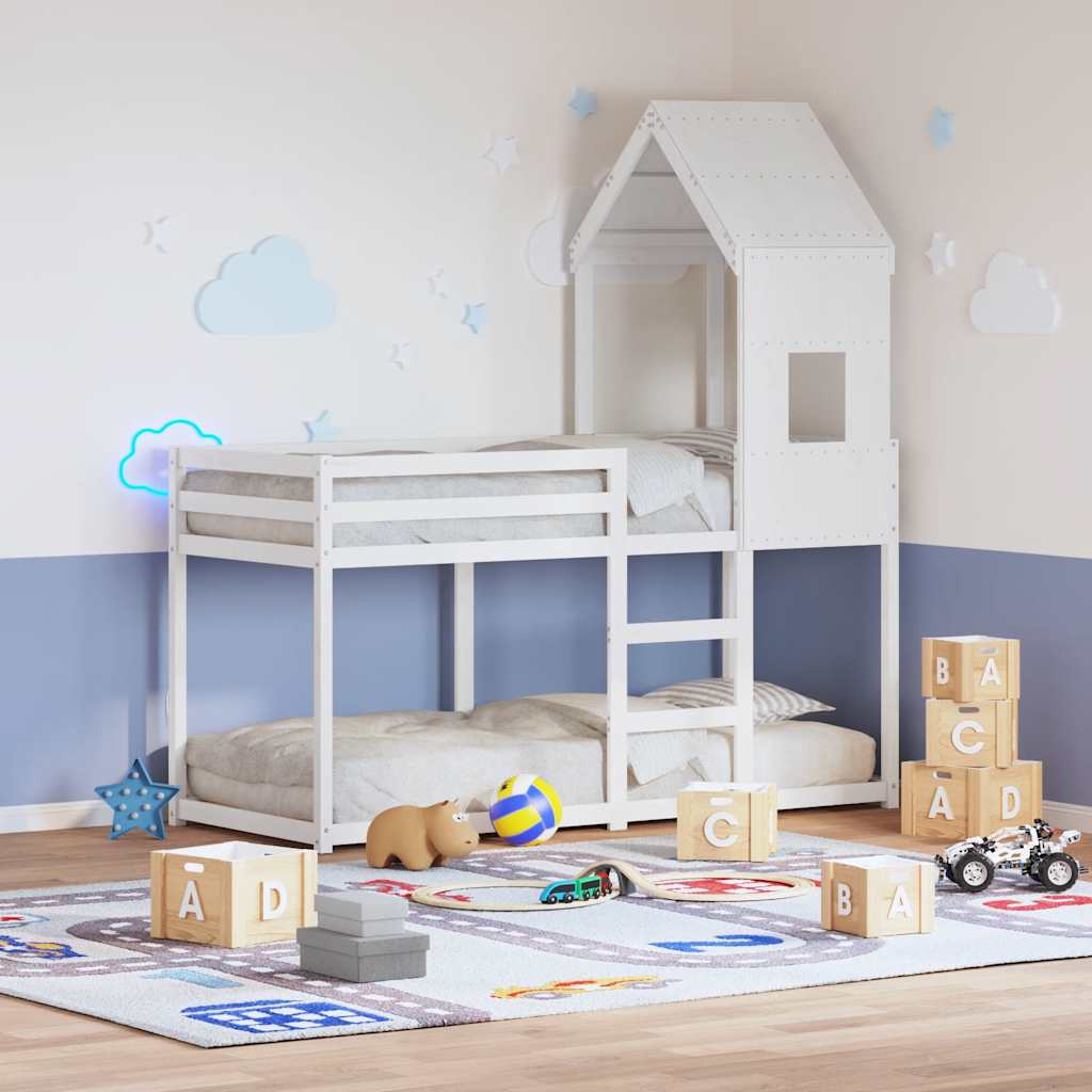 Dach für Kinderbett Weiß 60x99x139,5 cm Massivholz Kiefer