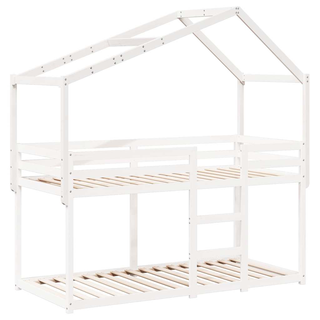 Dach für Kinderbett Weiß 203x95,5x142 cm Massivholz Kiefer