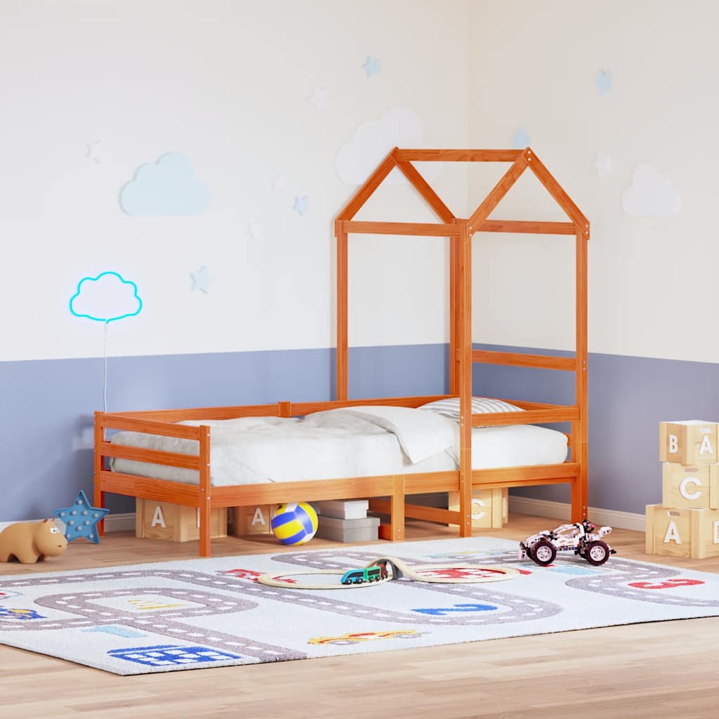 Dach für Kinderbett Wachsbraun 98x70x176,5 cm Massivholz Kiefer