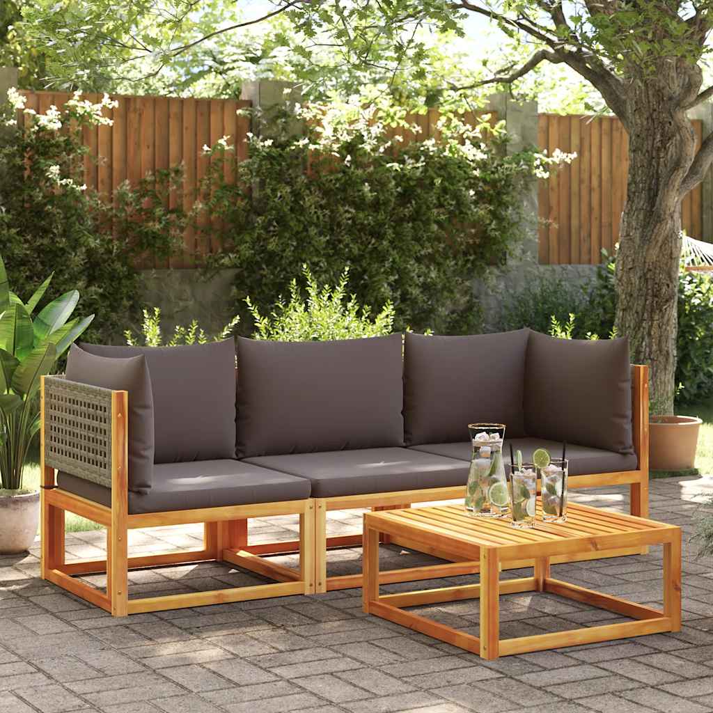 Gartensofa-Ecke mit Kissen Holz Akazie & Rattan