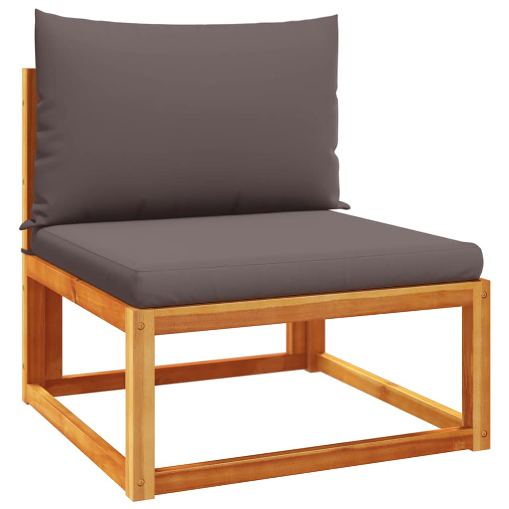 Gartensofa ohne Armlehnen mit Kissen Holz Akazie & Rattan