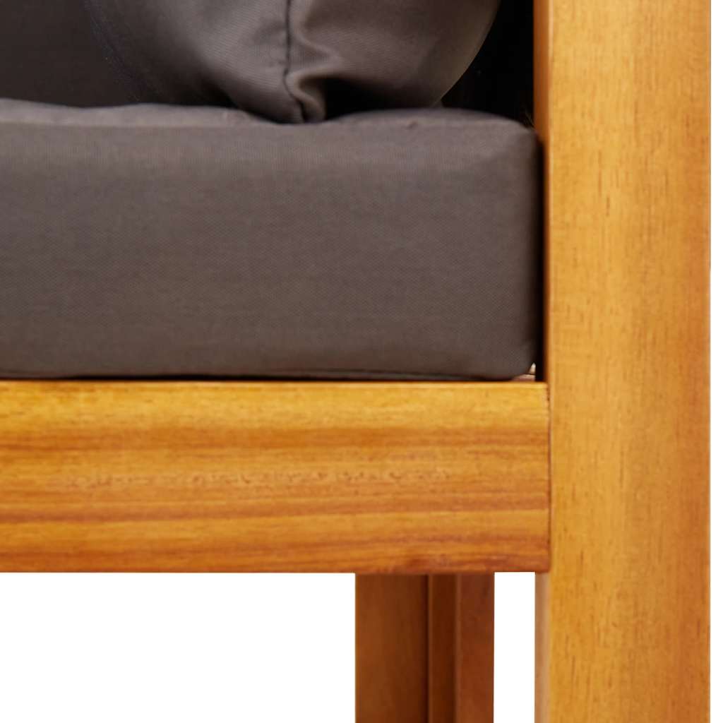Gartensofa ohne Armlehnen mit Kissen Holz Akazie & Rattan