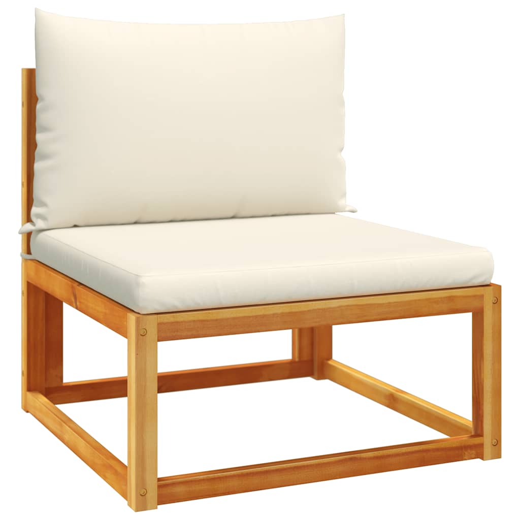 Gartensofa ohne Armlehnen mit Kissen Holz Akazie & Rattan