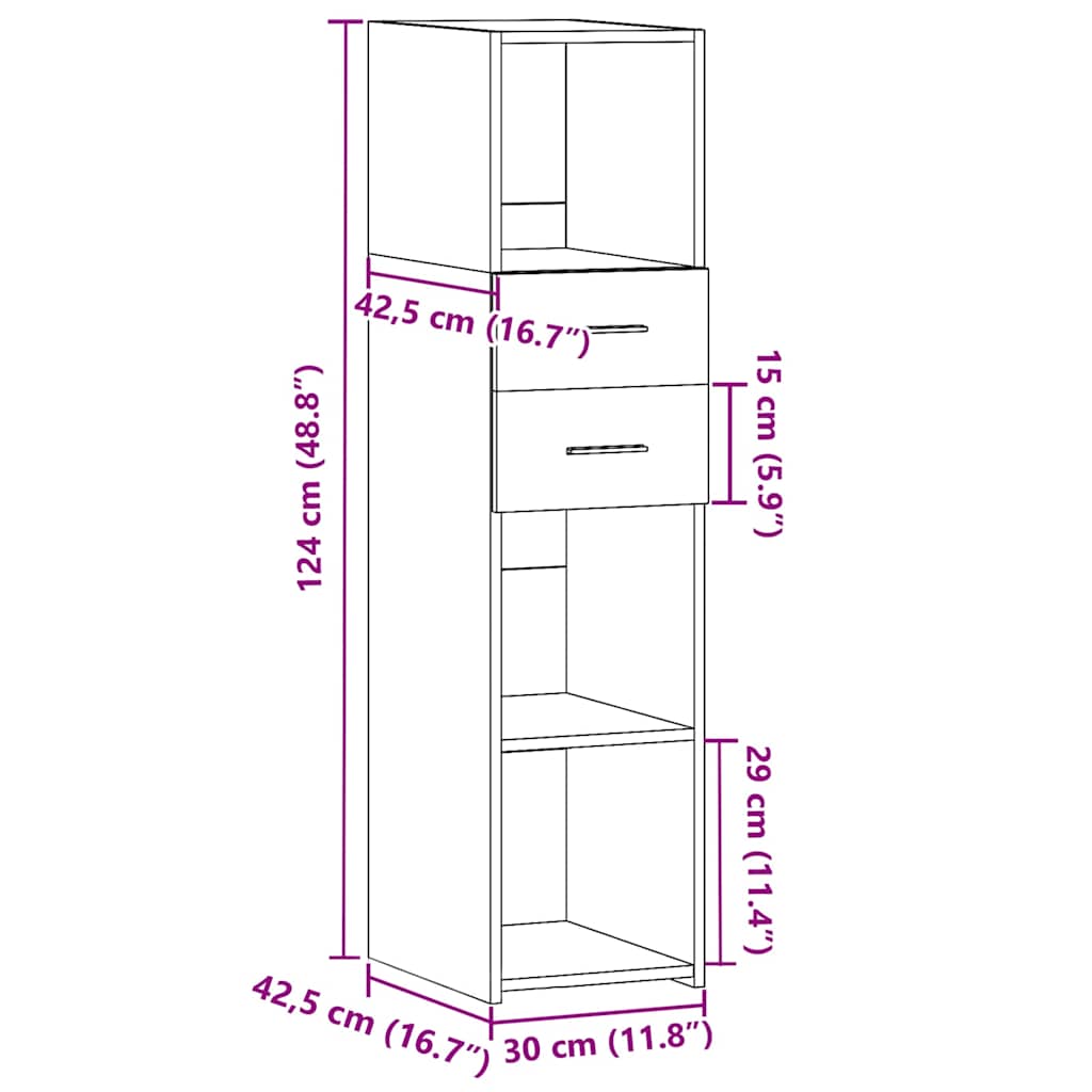 Highboard Sonoma-Eiche 30x42,5x124 cm Holzwerkstoff