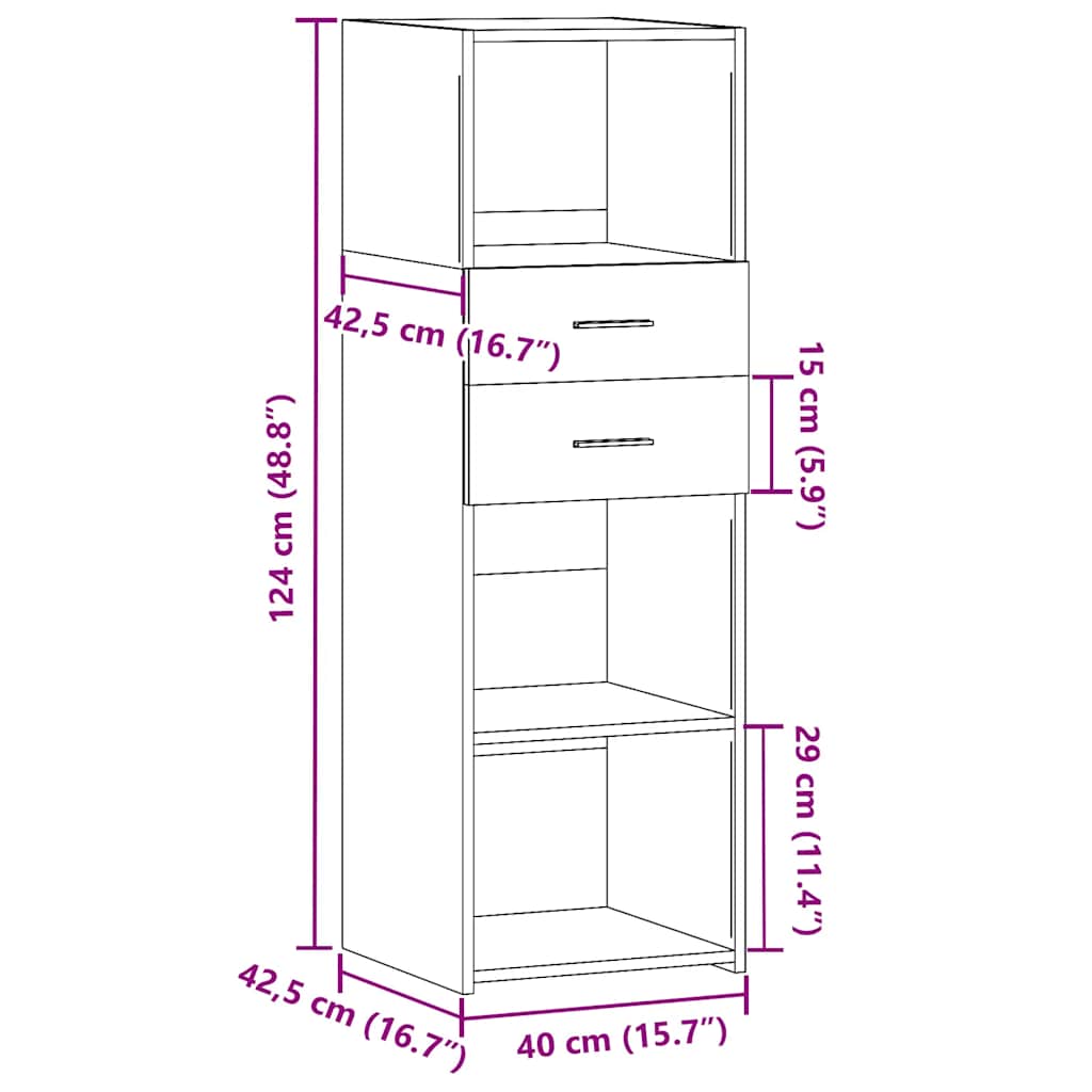 Highboard Weiß 40x42,5x124 cm Holzwerkstoff