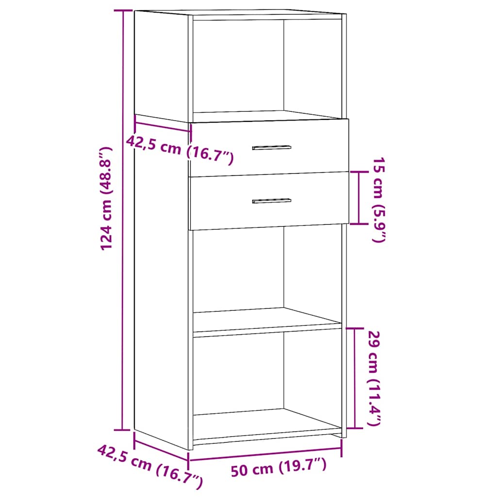 Highboard Schwarz 50x42,5x124 cm Holzwerkstoff