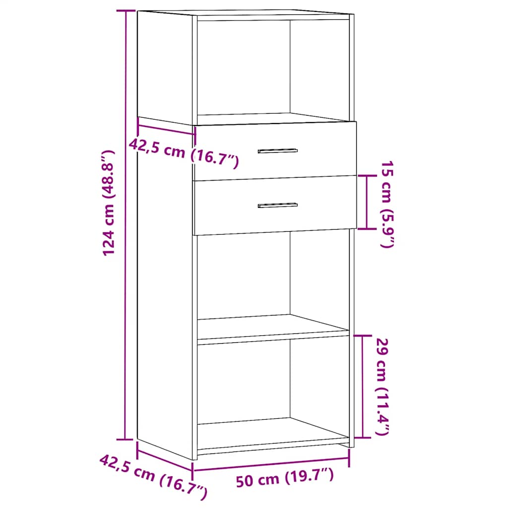 Highboard Räuchereiche 50x42,5x124 cm Holzwerkstoff