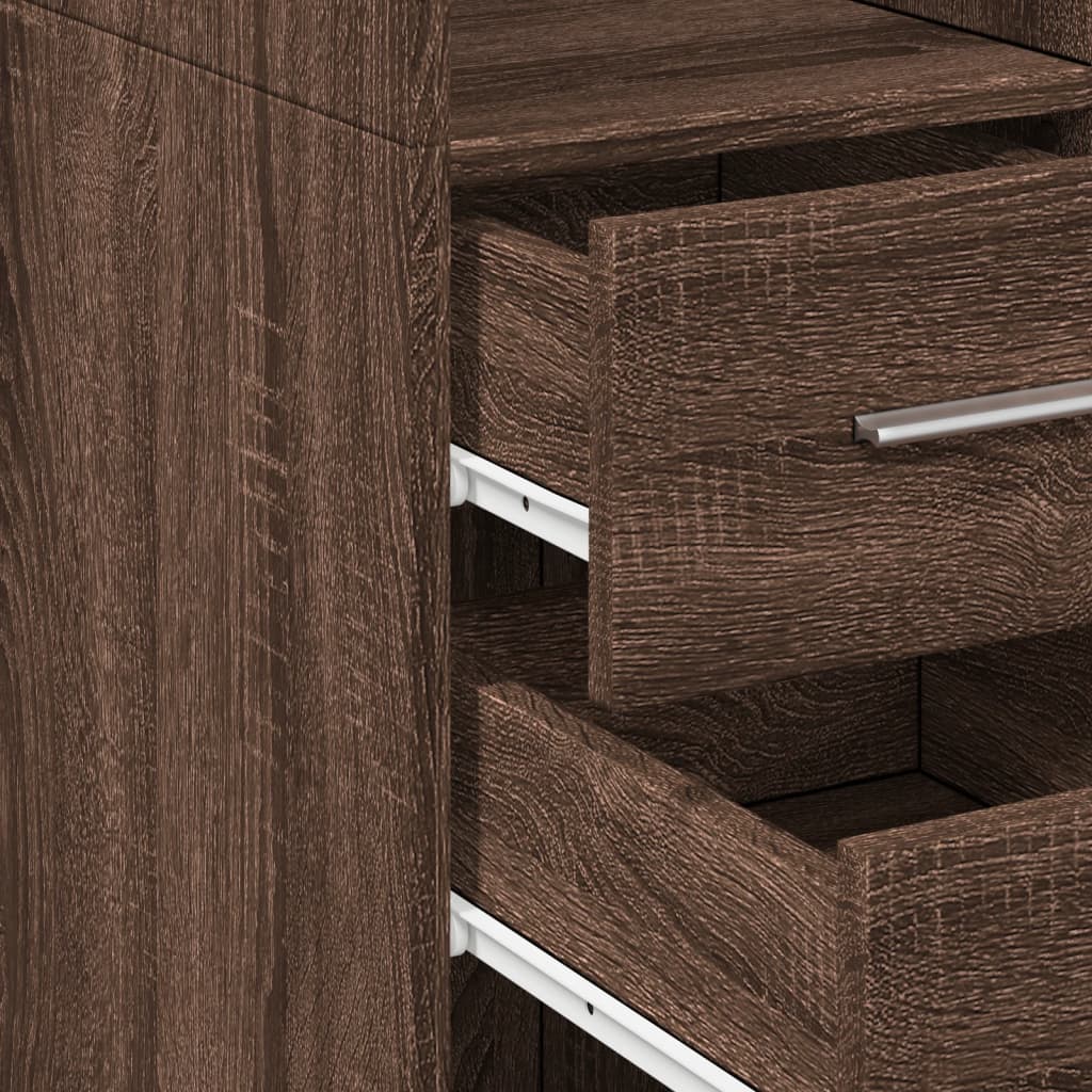 Highboard Braun Eichen-Optik 30x42,5x185 cm Holzwerkstoff