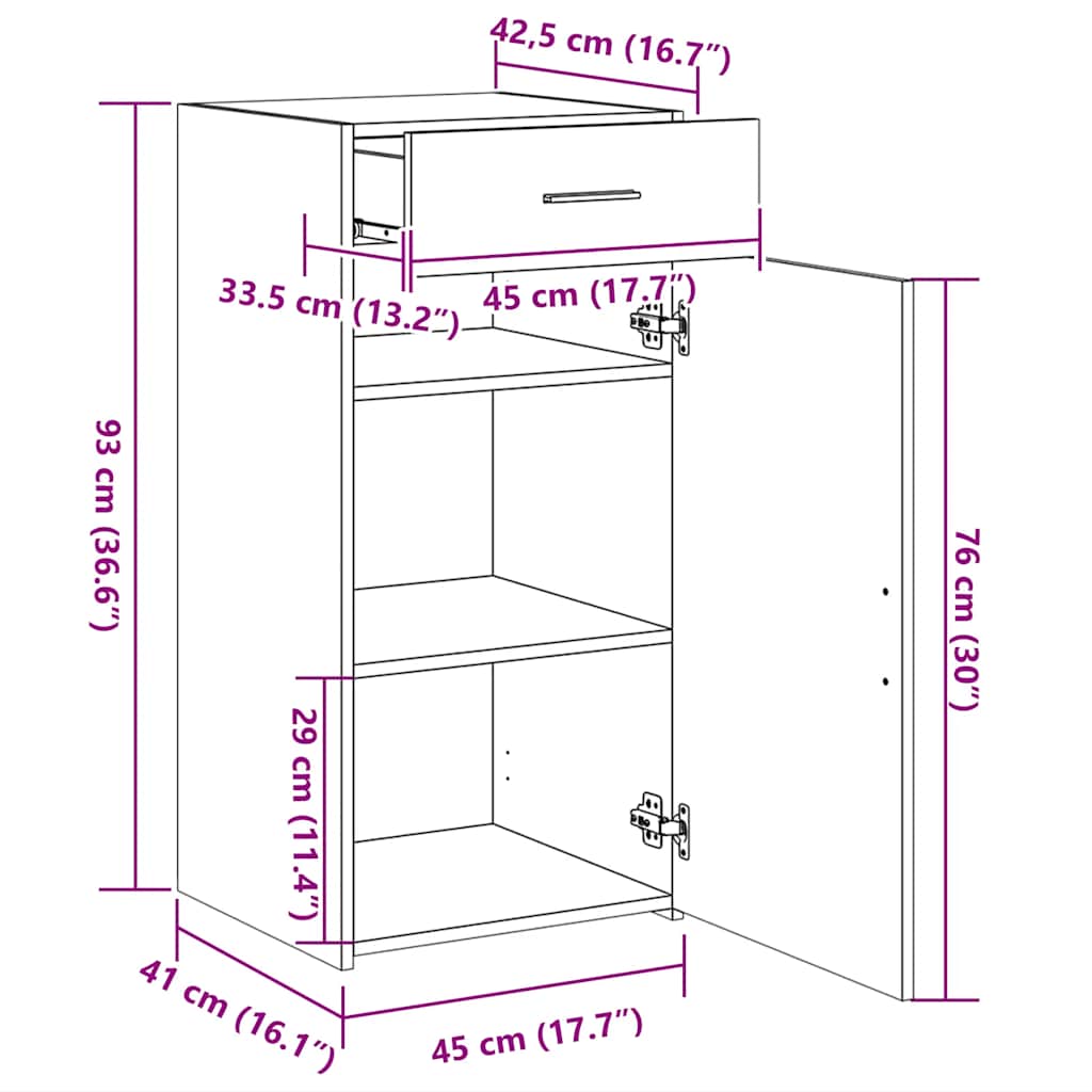 Sideboard Räuchereiche 45x42,5x93 cm Holzwerkstoff