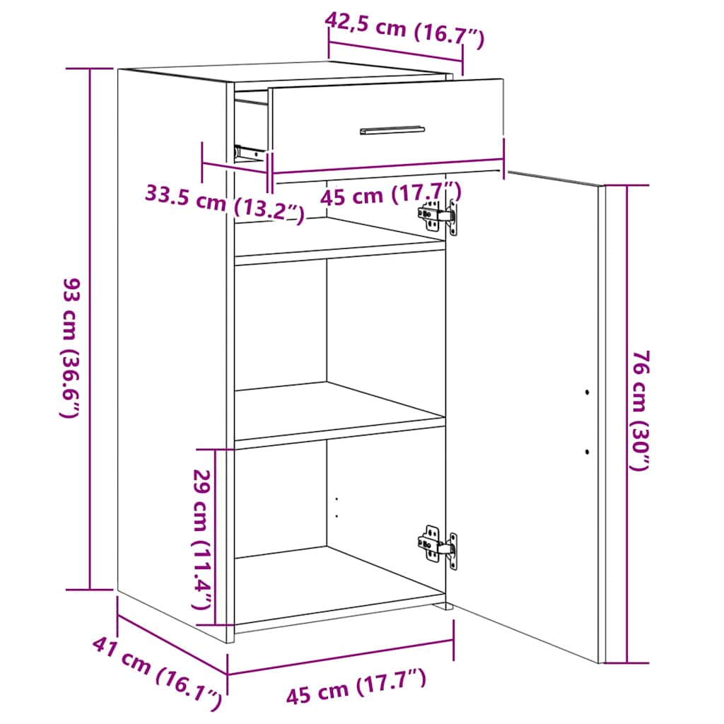 Sideboard Grau Sonoma 45x42,5x93 cm Holzwerkstoff