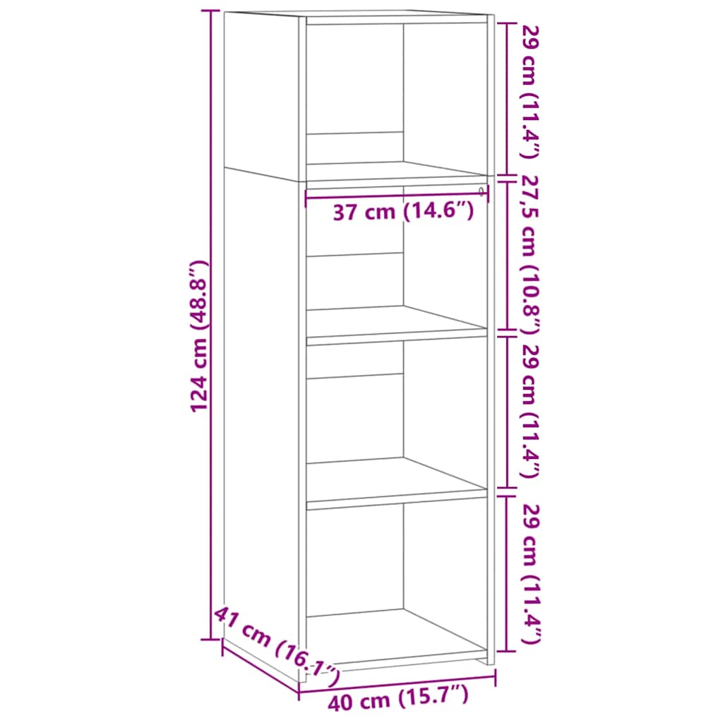 Highboard Sonoma-Eiche 40x41x124 cm Holzwerkstoff