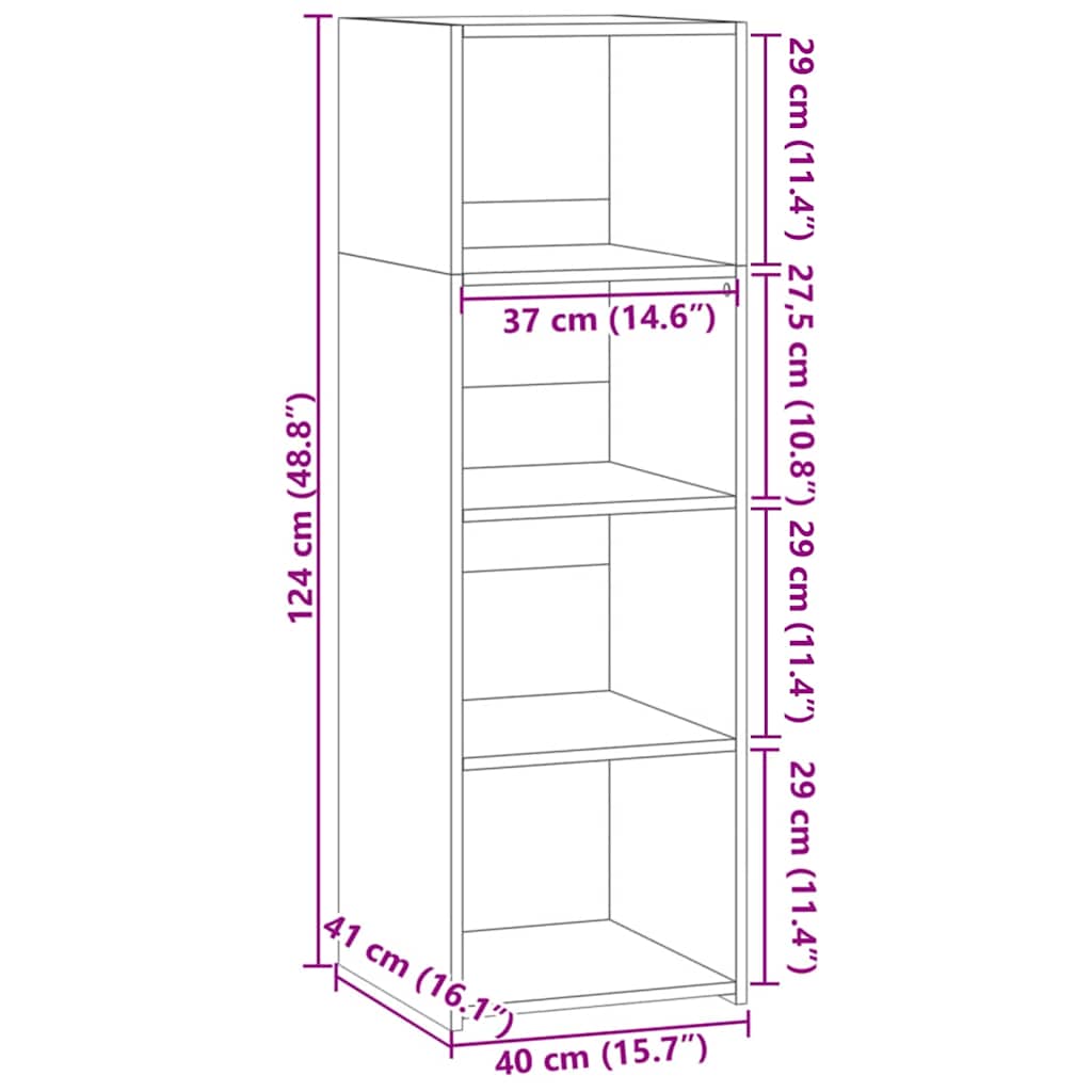 Highboard Betongrau 40x41x124 cm Holzwerkstoff
