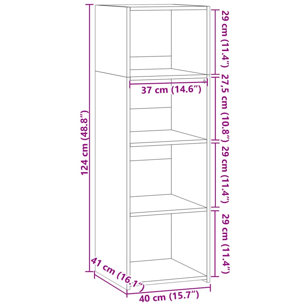 Highboard Braun Eichen-Optik 40x41x124 cm Holzwerkstoff