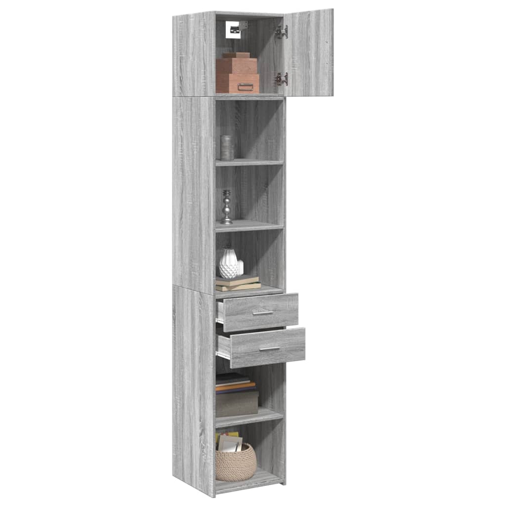 Hochschrank Schmal Grau Sonoma 40x42,5x225 cm Holzwerkstoff