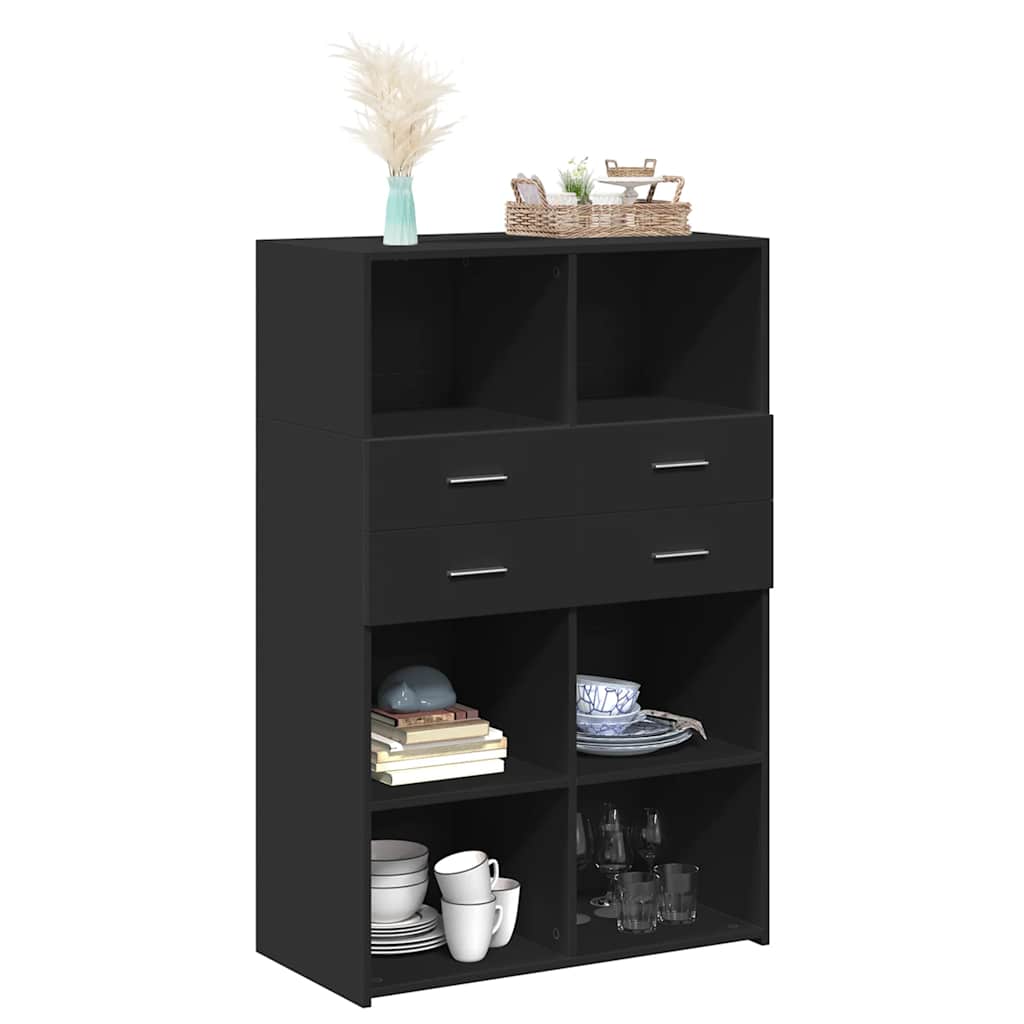 Highboard Schwarz 80x42,5x124 cm Holzwerkstoff