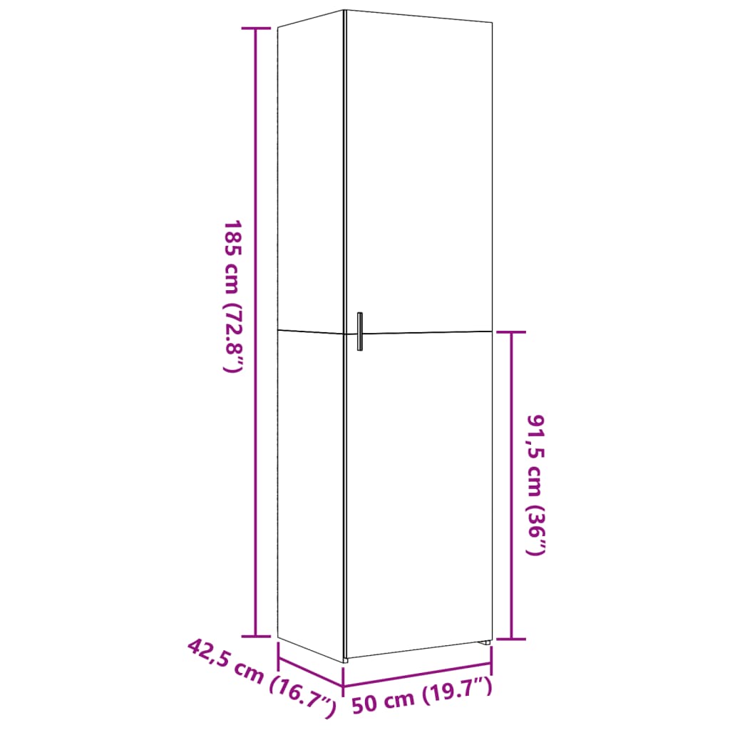 Highboard Grau Sonoma 50x42,5x185 cm Holzwerkstoff
