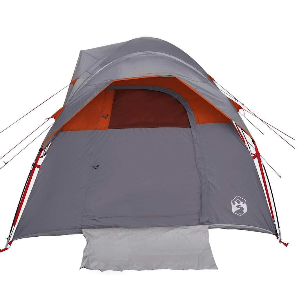 Campingzelt 5 Personen Grau und Orange Wasserdicht