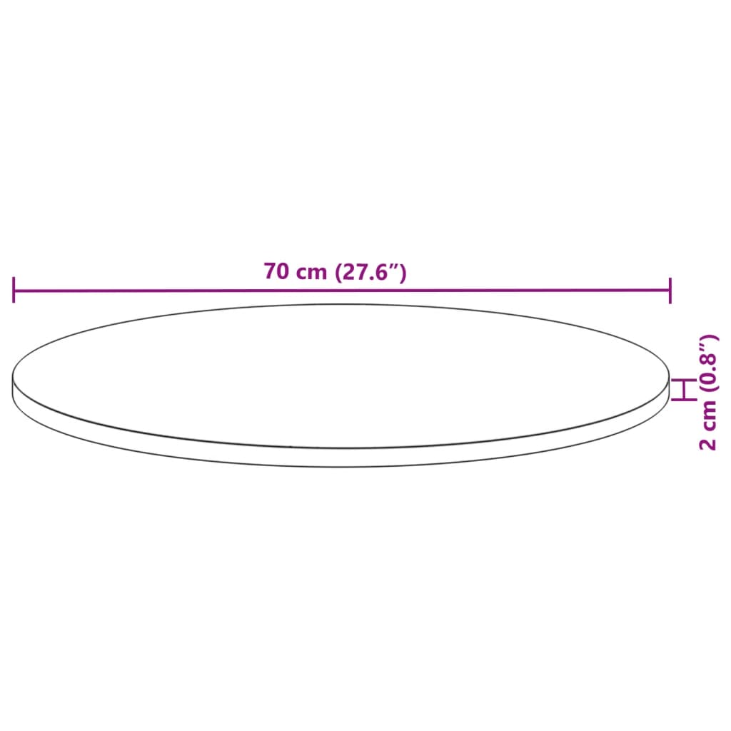 Tischplatte Rund Ø70x2 cm Massivholz Akazie