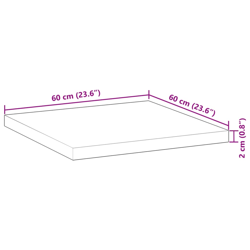 Tischplatte Quadratisch 60x60x2 cm Massivholz Akazie