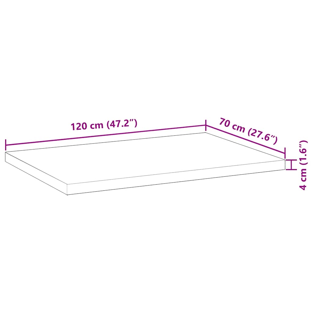 Tischplatte Rechteckig 120x70x4 cm Massivholz Akazie