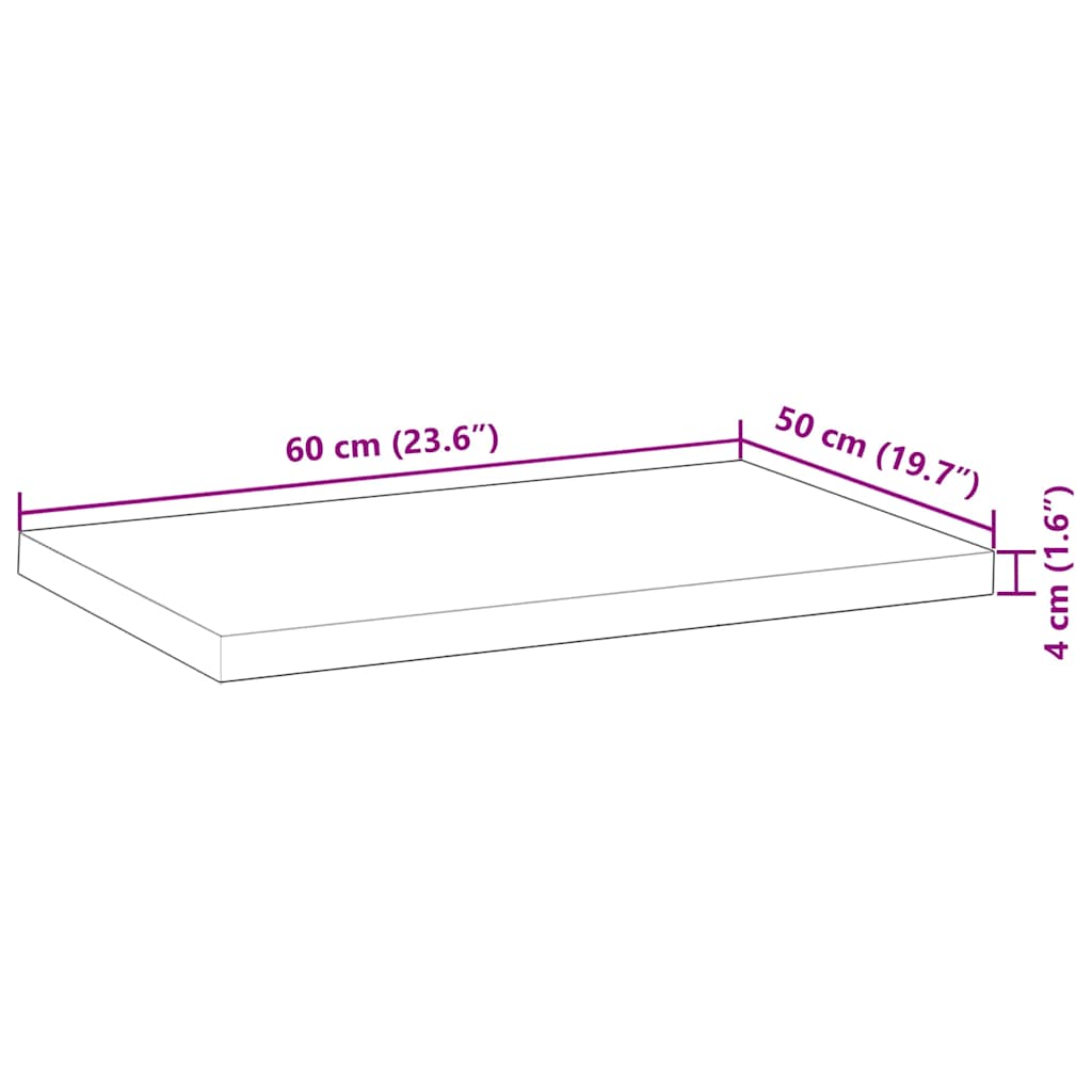 Tischplatte Rechteckig 60x50x4 cm Massivholz Akazie