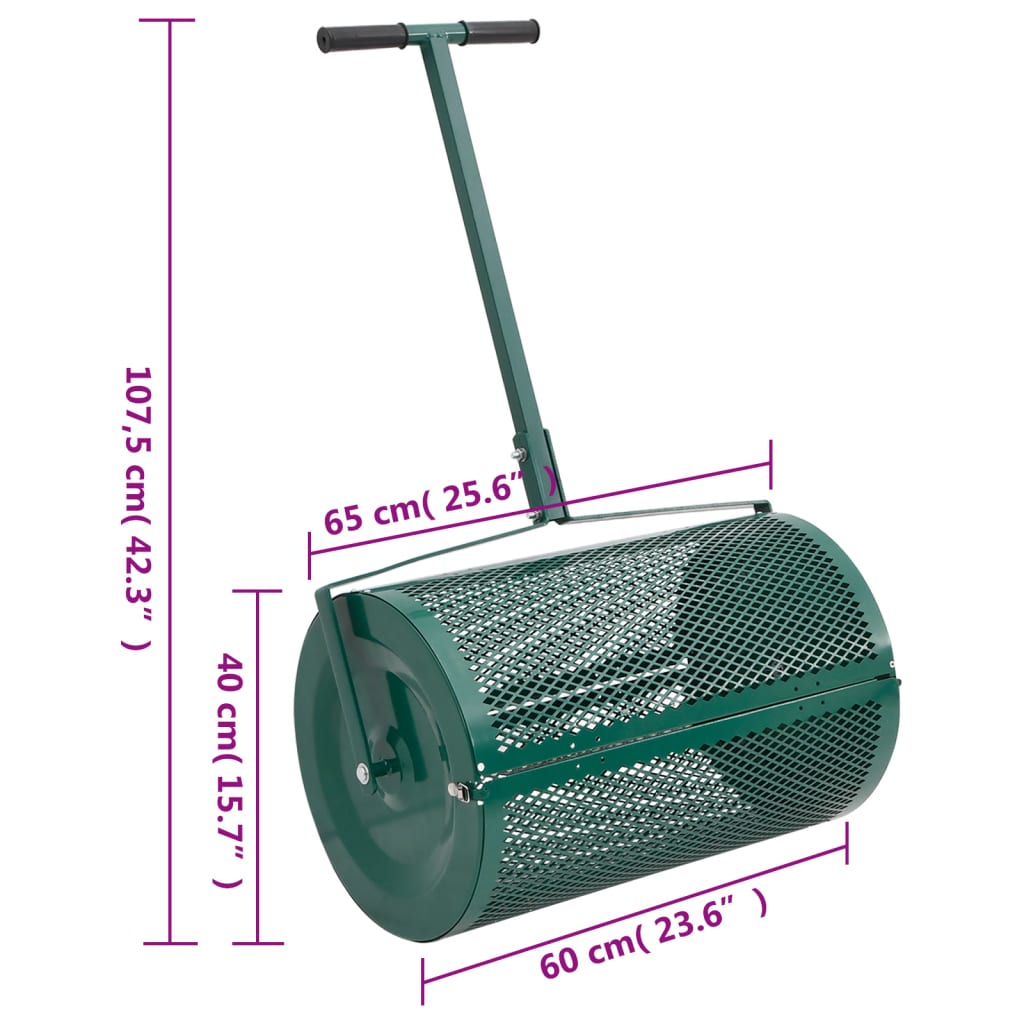 Kompost-Streuer 75L Grün Ø40x60 cm Stahl