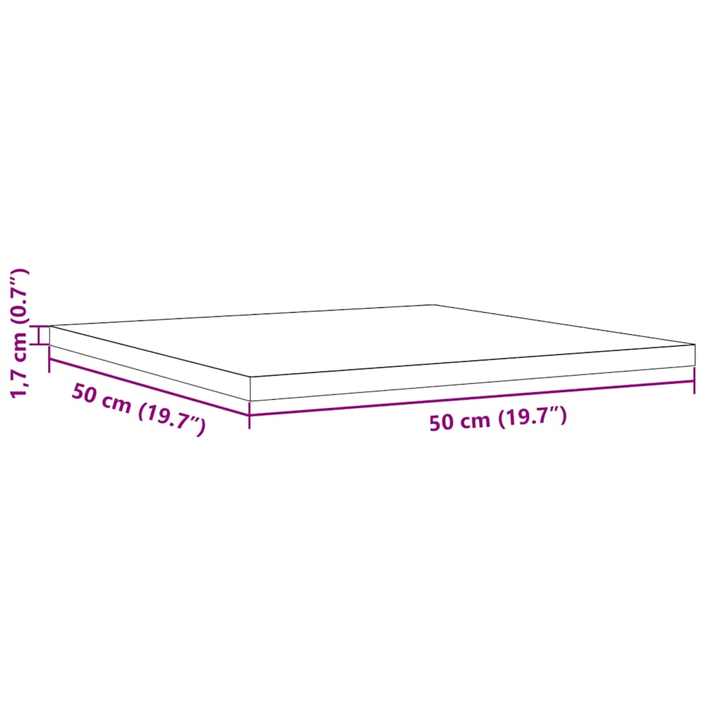 Tischplatte 50x50x1,7 cm Quadratisch Massivholz Kiefer