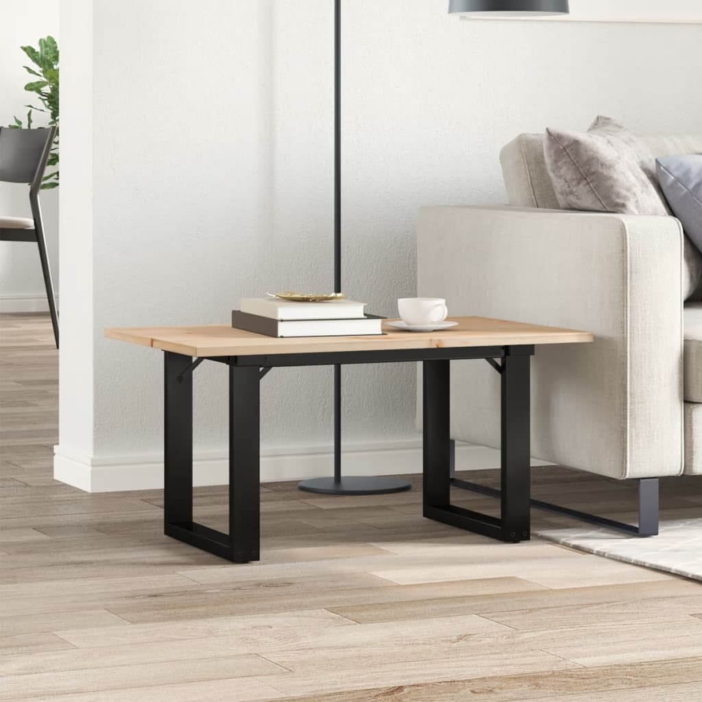 Couchtisch O-Gestell 80x50x40cm Massivholz Kiefer und Stahl