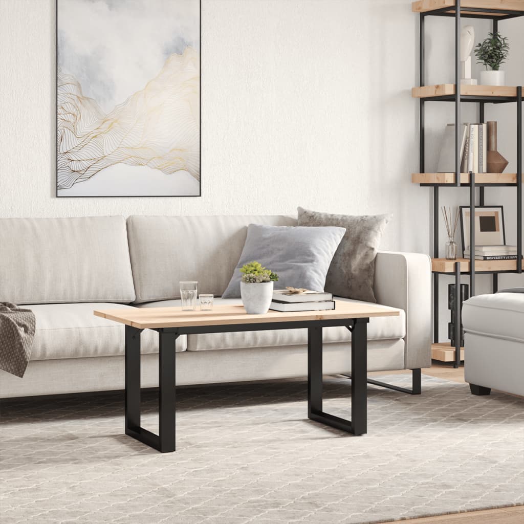 Couchtisch O-Gestell 90x40x45cm Massivholz Kiefer und Stahl
