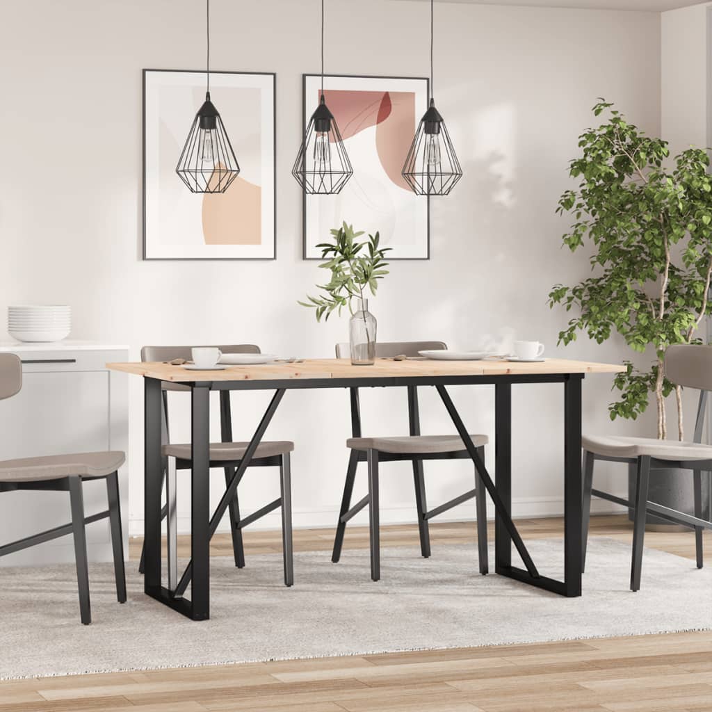 Esstisch O-Gestell 140x80x75 cm Massivholz Kiefer und Stahl